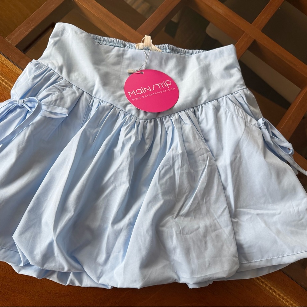 Main Strip Sky Blue Skater Skirt